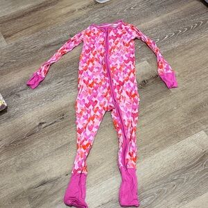 Little Sleepies Pink Heart Valentine’s One Piece Zippie size 3T